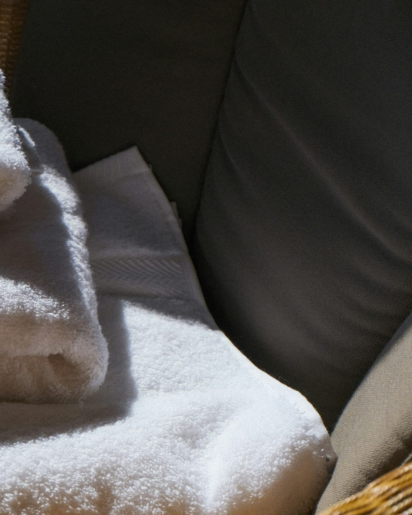 Stack of folded white cotton towels