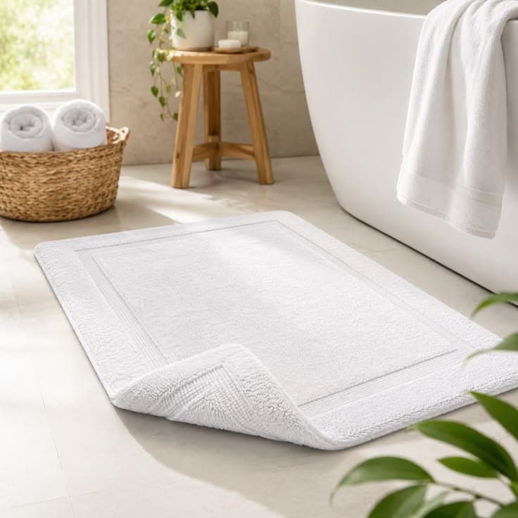 White bathroom floor mat set — view 3