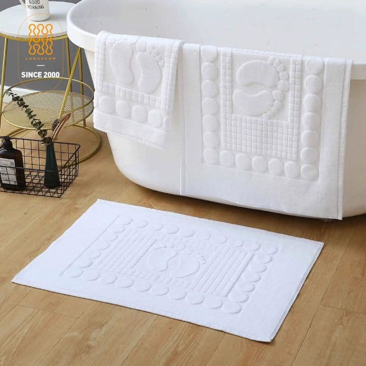 White bathroom floor mat set — view 5