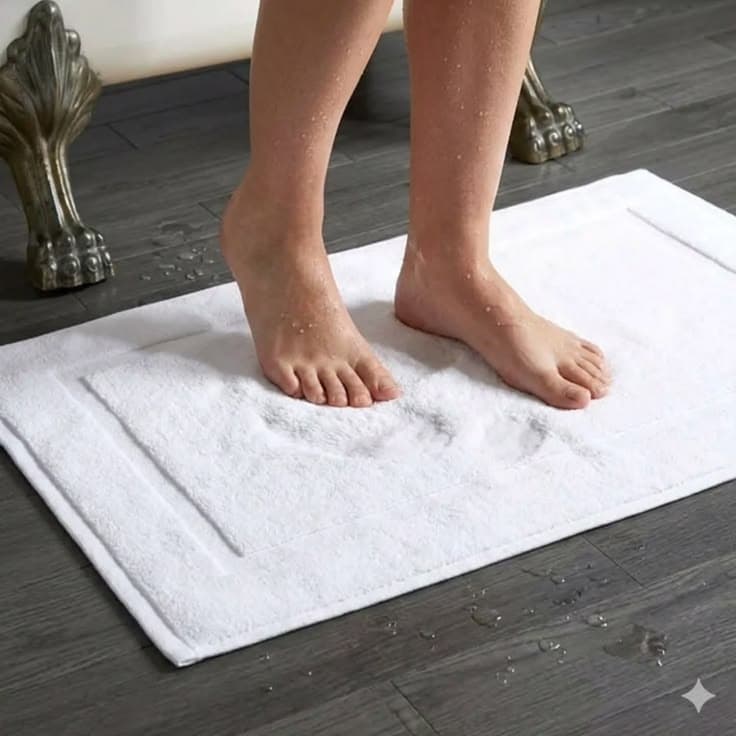 White bathroom floor mat set